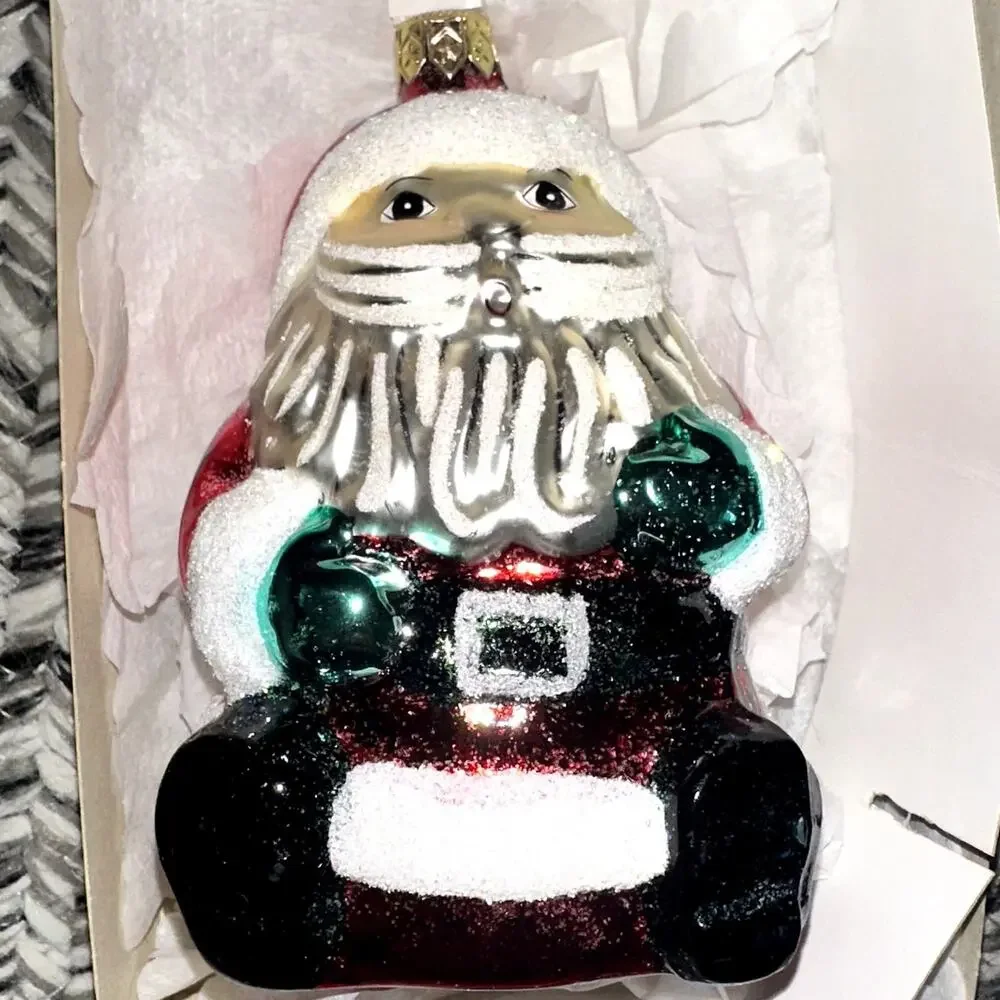 Vintage Hand Blown Glass Santa Clause Christmas Ornament Dillard's 727T4410